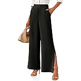 Cicy Bell Womens Side Split Dress Pants Elastic High Waisted Wide Leg Business Casual Trousers with Pockets