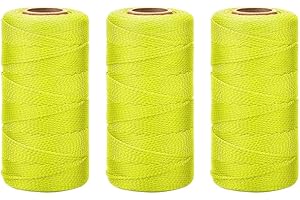 Mabellumia 3 Rolls Mason Line String Line #18 Braided Nylon String,Nylon Twine Construction String Building Line for Gardening or Masonry Tools,Landscaping, Fencing,DIY Project (500FT,Yellow)