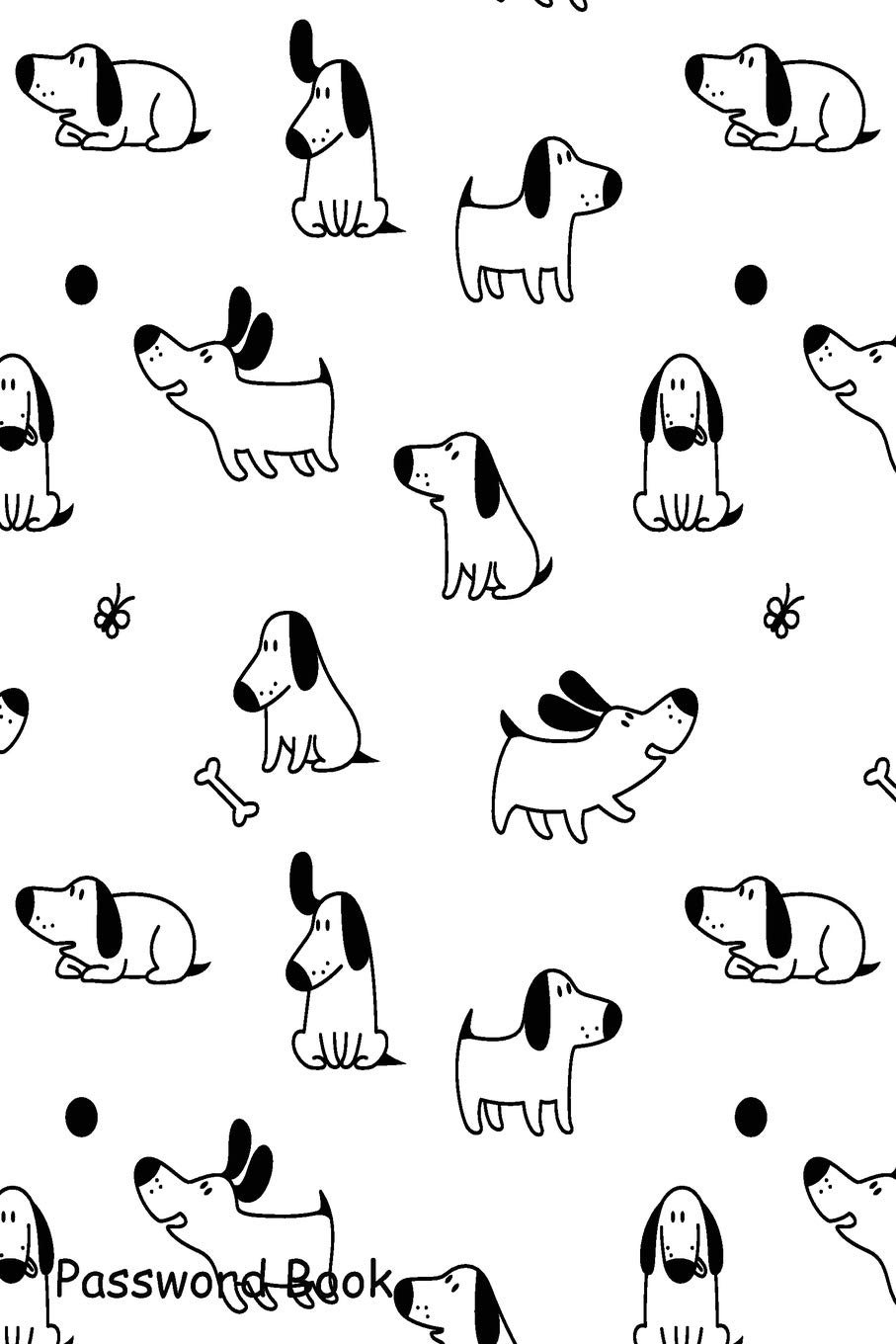 Password Book: Include Alphabetical Index With Dogs Animal Floral Seamless Pattern Background
