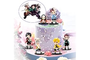 KARINIE 6Pcs Demon&n Slayer Action figure Cake Topper Demon Slayer Theme Party Supplies，Children's Birthday Cake Decoration