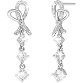 Frigotine Dainty Gold Silver Bow Dangle Earrings for Women, Trendy Hypoallergenic Drop Stud Holiday Spring Prom Jewelry Gift