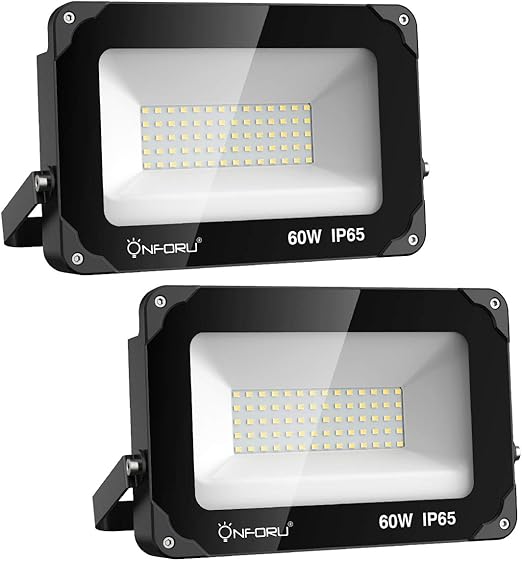 Onforu 60W Foco LED Exterior (2 Pack), 6000LM Super Potente ...