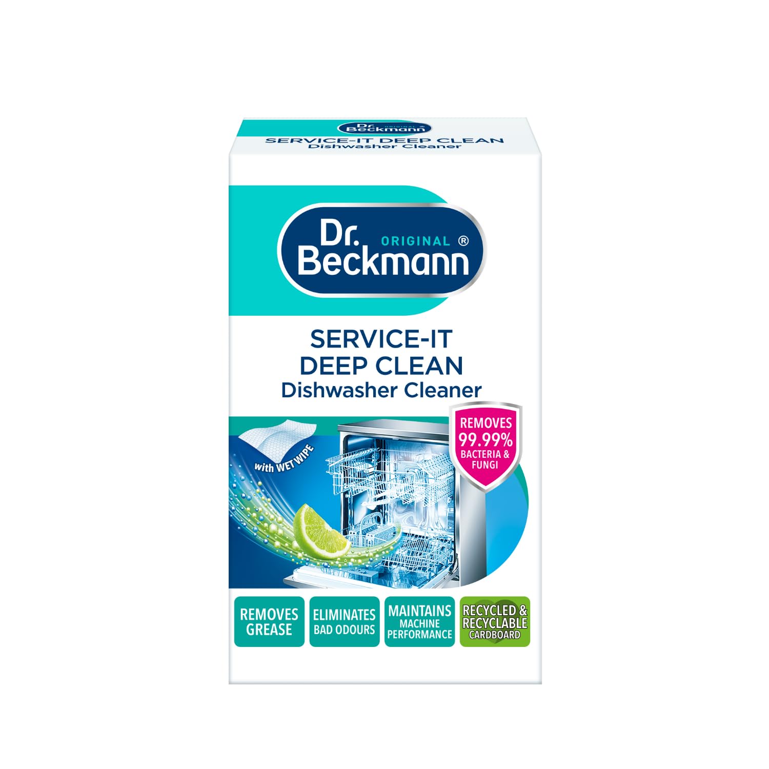 Dr. Beckmann Service-it Deep Clean Dishwasher Cleaner | Hygienically cleans and removes bad odours | Incl. wet wipe | 75 g (Pack of 1)