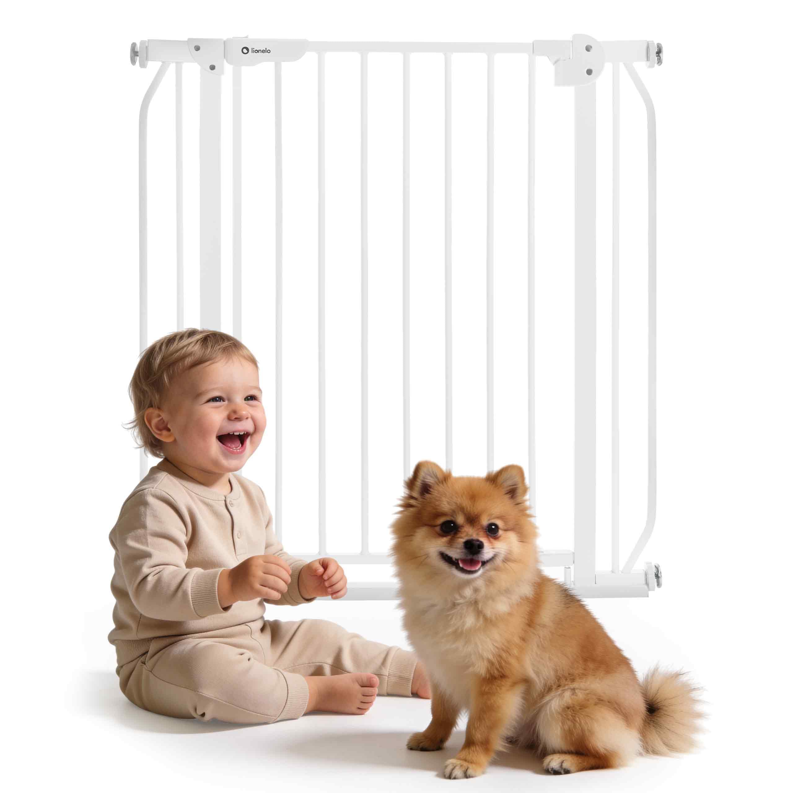 LIONELO Truus SLIM Safety Gate Two-Way opening Adjustable width 75-105cm drill-free installation with pressure fixing Anti-Trip low threshold Self-locking, Secure Your Toddler's Wanderings