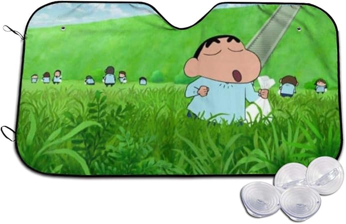 Amazon クレヨンしんちゃん 車用 サンシェード フロントガラス用 個性的なデザイン紫外線対策 日焼け防止 折り畳み 日除け 車用品 車中泊 チ 車の窓日除け車 フロントガラス用 遮光 断熱 日焼け防止 防紫外線 車内温度対策 簡単着脱 展開寸法 吸盤2個付 S 車 バイク