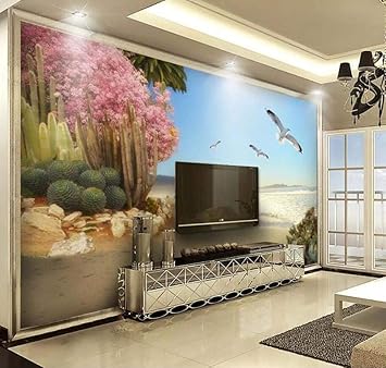 Fondo De Pantalla 3d 3d Junto Al Mar Plantas Tropicales Flores Y