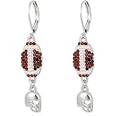 ANGLEQUEEN Football Earrings for Women Football MOM Game Day Earrings Rhinestone Rugby Helmet Dangle Drop Earring Trendy Rugby Hoop Earring Sport Lover Outfits Accessories