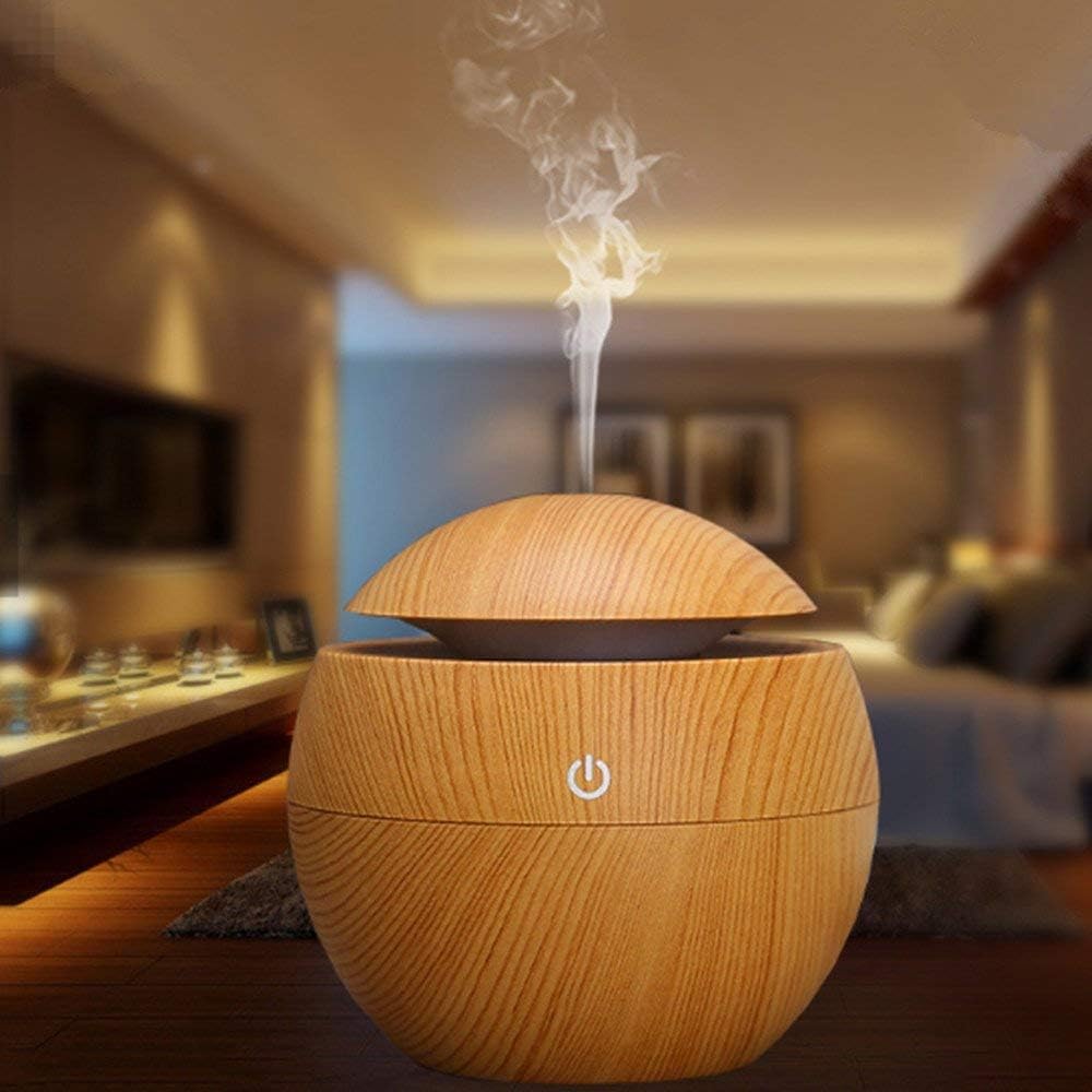 gs GREATERSCAP WOOD HUMIDIFIRE Mini Portable Wood Aromatherapy Humidifier Office Desktop Home Travel Water Spray Mist Humidifier