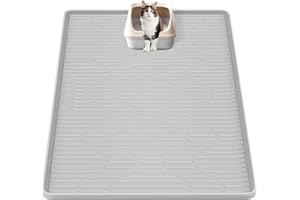 Bartuke Silicone Cat Litter Mat, 28" x 22" Large Cat Litter Box Mat Litter Trapping Mat for Scatter Control, Waterproof, Soft