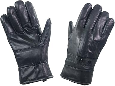 Gants D Hiver Chauds Rembourres En Cuir Pour Homme Avec Boutons Et Coutures Noir Taille Unique Amazon Fr Vetements Et Accessoires