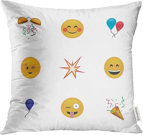Amazon Tomkeysスロー枕カバーイエローパーティーの面白い顔文字ホワイト休日絵文字スマイルお祝い誕生日装飾枕ケースホーム装飾正方形枕 18 X 18 Inches ブルー 枕 抱き枕 オンライン通販