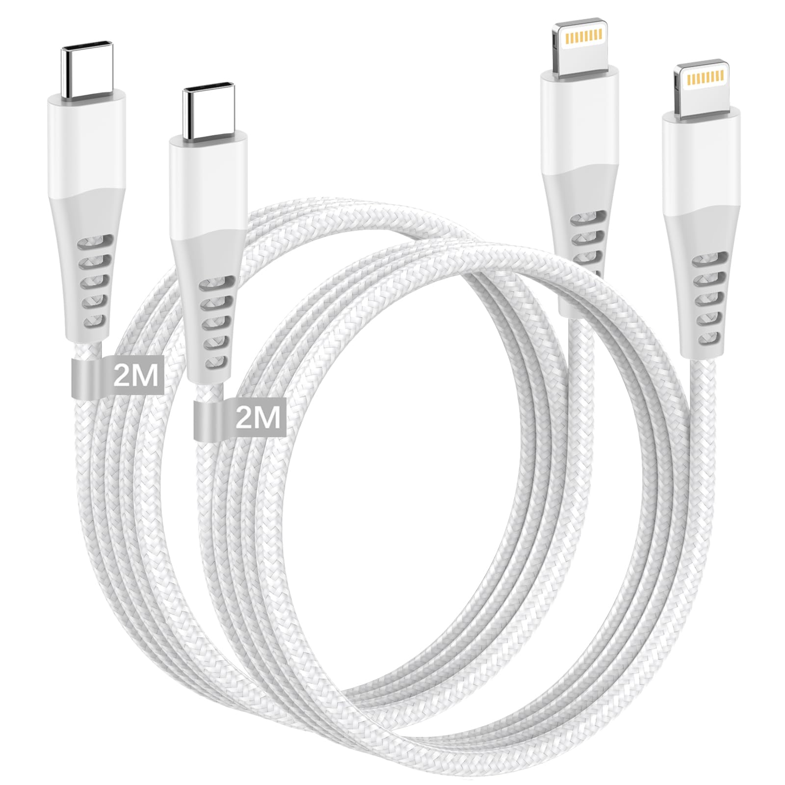 USB C to Lightning Cable 2M 2Pack [MFi Certified], iPhone Fast Charger Cable USB C iPhone Charger Cable Nylon Fast Apple Charging Cable for iPhone 14 Pro Max 13 12 11 XS 8 SE