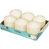 BOLSIUS 6 Ivory Pillar Candles Bulk - 3x3 Inches Candle Set - 25+ Hours Clean Burning - No Palm Oil - 0% Animal Fat - Premium European Quality - Unscented Dripless Dinner Pillars