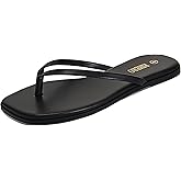 Rihero Flip Flops for Women Comfortable Square Toe Beach Sandals Slip On Leather Thong Flat Sandals Dressy
