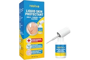 HelsRx Liquid Bandage Glue - Invisible Skin Repair Gel for Severe Dry Cracked Heels, Feet, Fingers, Scrapes and Blisters – Waterproof Protection - Includes Applicator Brush and Skin Buffer
