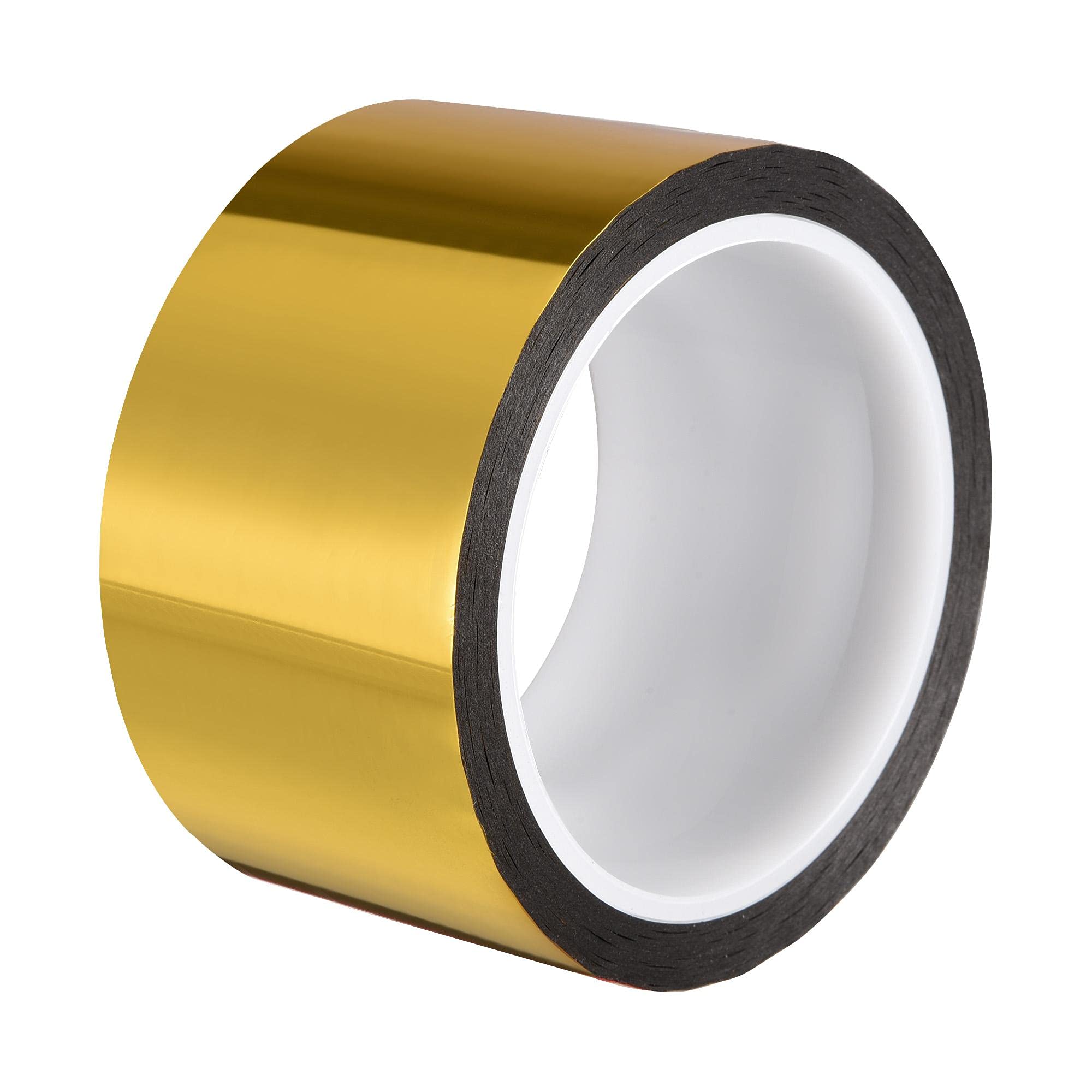 sourcing map Gold Tone Metalized Tape 60mm x 50m Decorative Metallic Mirror Washi Decor Tape for Detailing Accent Walls Graphic Arts,Boat Trim