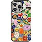 CASETiFY Compact iPhone 15 Pro Max Case [4 ft. 2X Military Grade Drop Protection/Slim/Lightweight] - Fruit Stickers - Clear Black