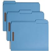 Smead Blue Fastener File Folders with Prongs, 3 Tab Letter Size | 50 per box, 11 point stock scored for 3/4 inch expansion, with reinforced 2 ply tabs in three assorted positions.