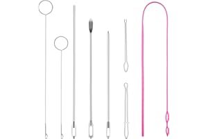 8 Pcs Drawstring Threader Tool Set,Sewing Loop Kit Include Sewing Loop Turner,Stainless Steel Sewing Long Loop Turner Tool wi