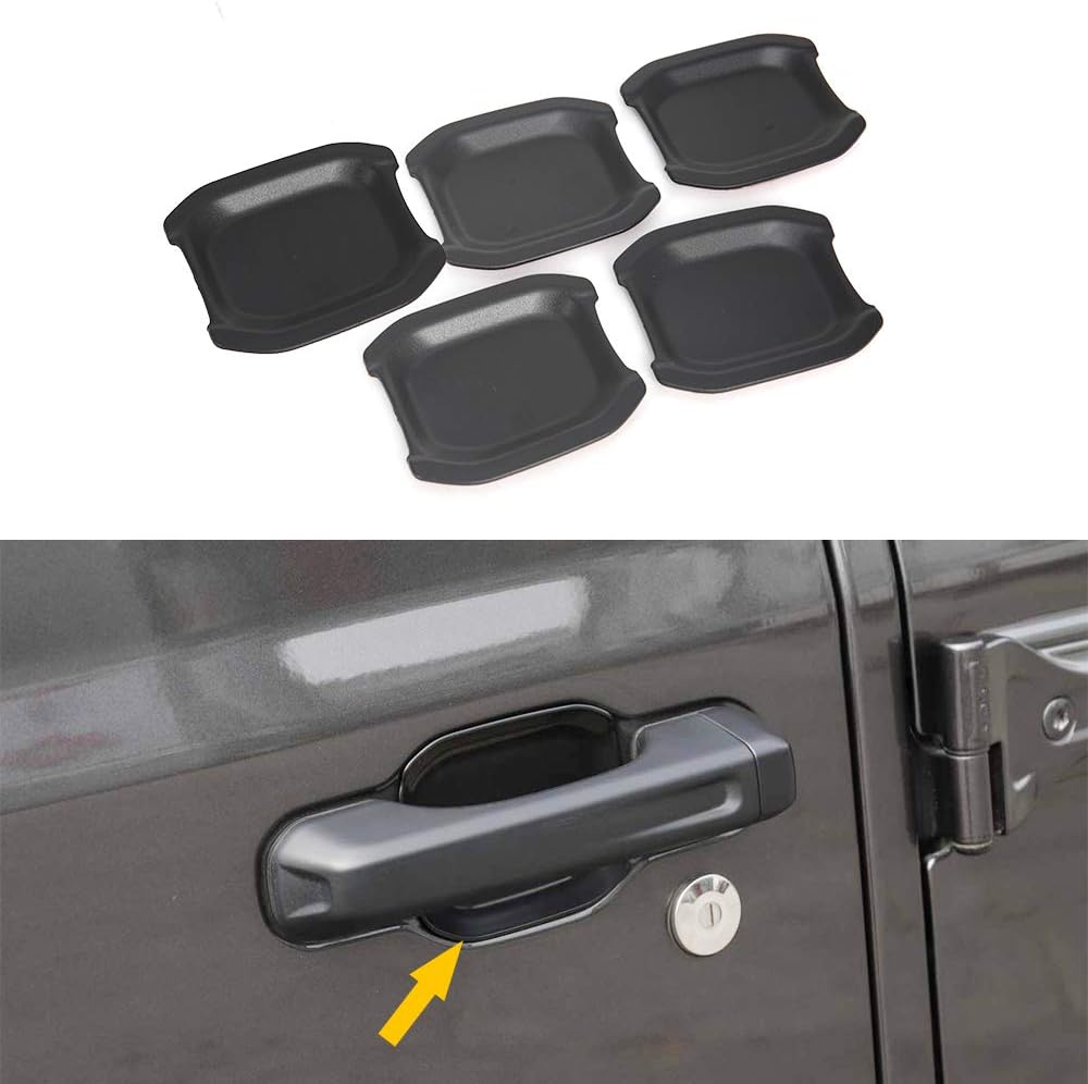 Exterior Door Handle Bowl Cover Trim Frame Decor Door Handle Recess Guard for 2018-2021 Jeep Wrangler JL- Matte Black (4 Door)
