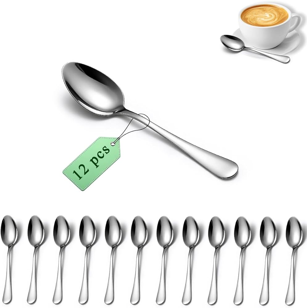 Teaspoons 12 Pieces 14cm, Berglander Stainless Steel Coffee Spoon Mini Spoons Set for Dessert, Ice Cream, Demitasse Espresso,