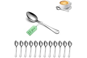 Teaspoons 12 Pieces 14cm, Berglander Stainless Steel Coffee Spoon Mini Spoons Set for Dessert, Ice Cream, Demitasse Espresso,