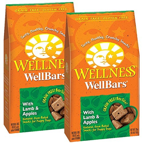 Wellness Natural WellBars Crunchy Dog Treats (Lamb & Apples, 20-Ounce Bag / 2 Pack)