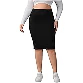 BEAUDRM Women's Plus Size Knee Length Pencil Skirt Bodycon Mini Skirts