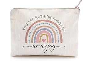 LICOBG You Are Nothing Short Of Amazing Makeup Case Rainbow Makeup Bag Gift Best Friend Gift Sister Birthday Gift Funny Quote For Besite