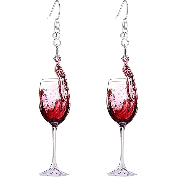 Amazon.com: Honbay Unique Wine Glass Dangle Drop Earrings - Red Enamel  Alloy Asymmetrical Party & Holiday Celebration Gift: Clothing, Shoes &  Jewelry