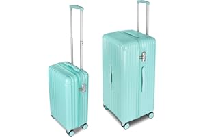 WireHot Carry-on 20 Inch and 28 Inch Square Thickened ABS+PC Hard Shell luggage, 2-Piece Suitcase Set with TSA Lock & Dual Zipper Mesh Inner Layer Design, Mint Green