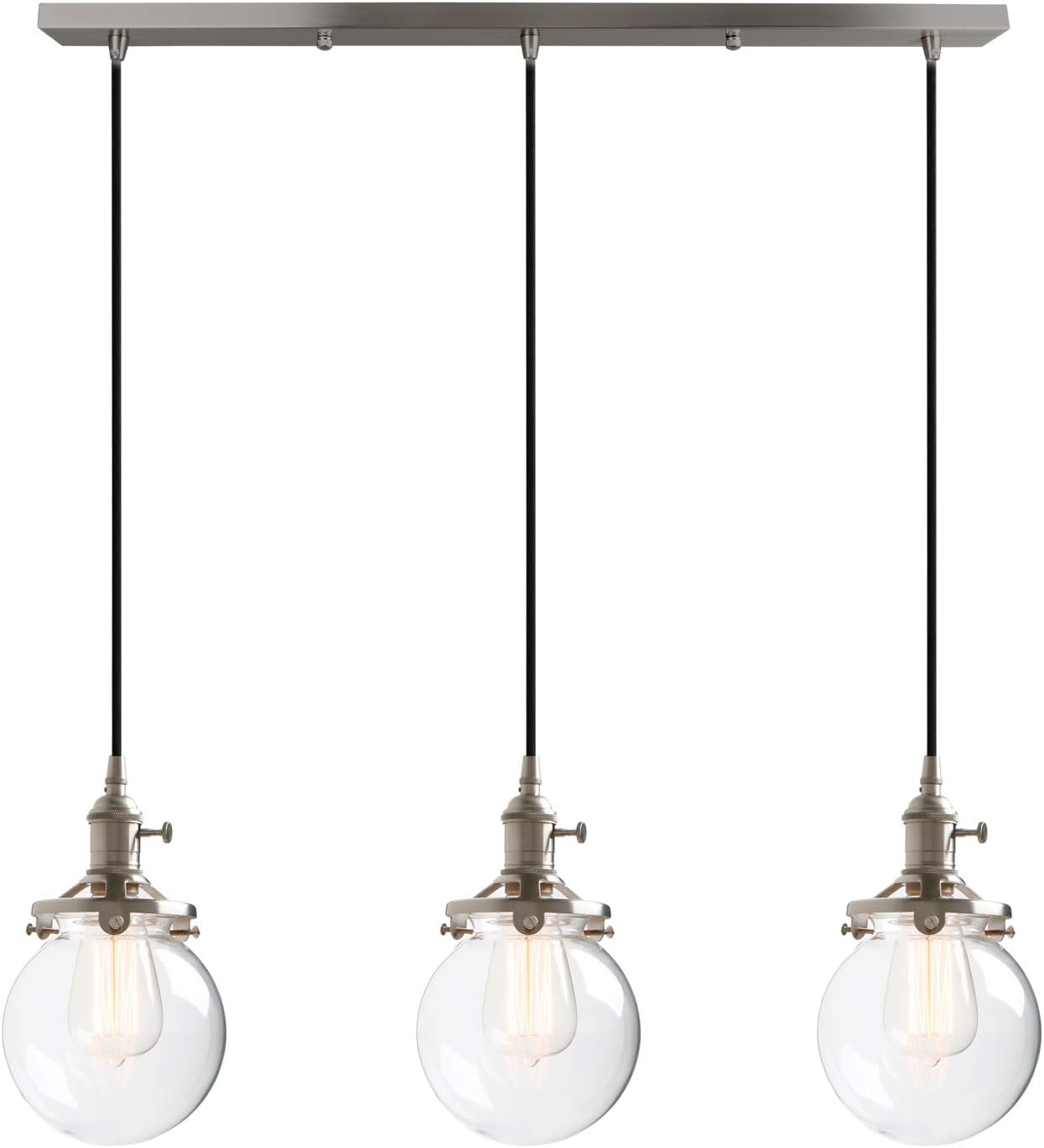 Phansthy 3 Light Industrial Chandelier Brushed Nickel Pendant