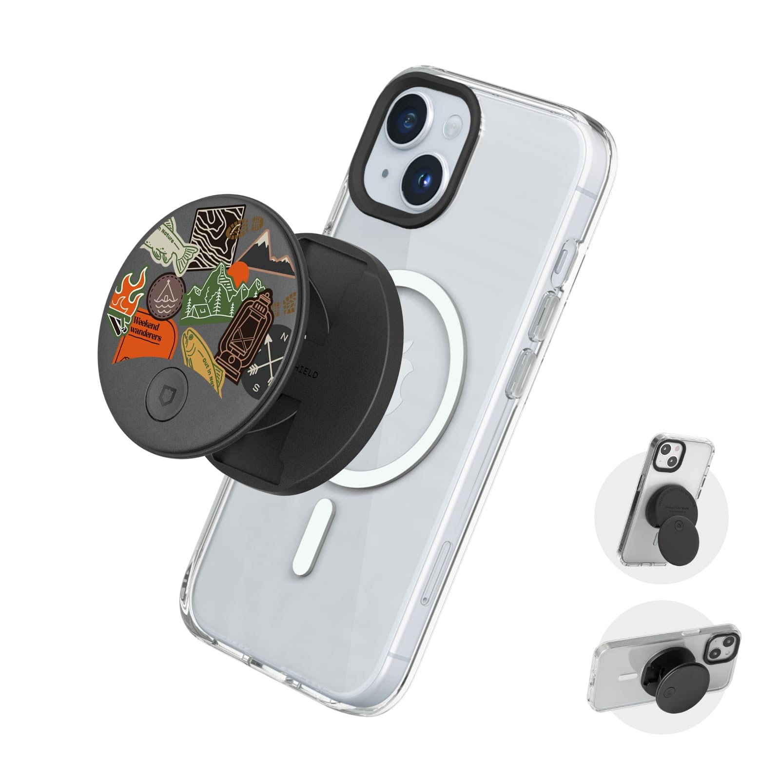 RHINOSHIELD GRIP O Compatible with MagSafe | Phone Grip with Expanding Kickstand for MagSafe Phone Case, Supports Portrait and Landscape Mode, Phone Holder, Smartphone Accessory - Go Wild