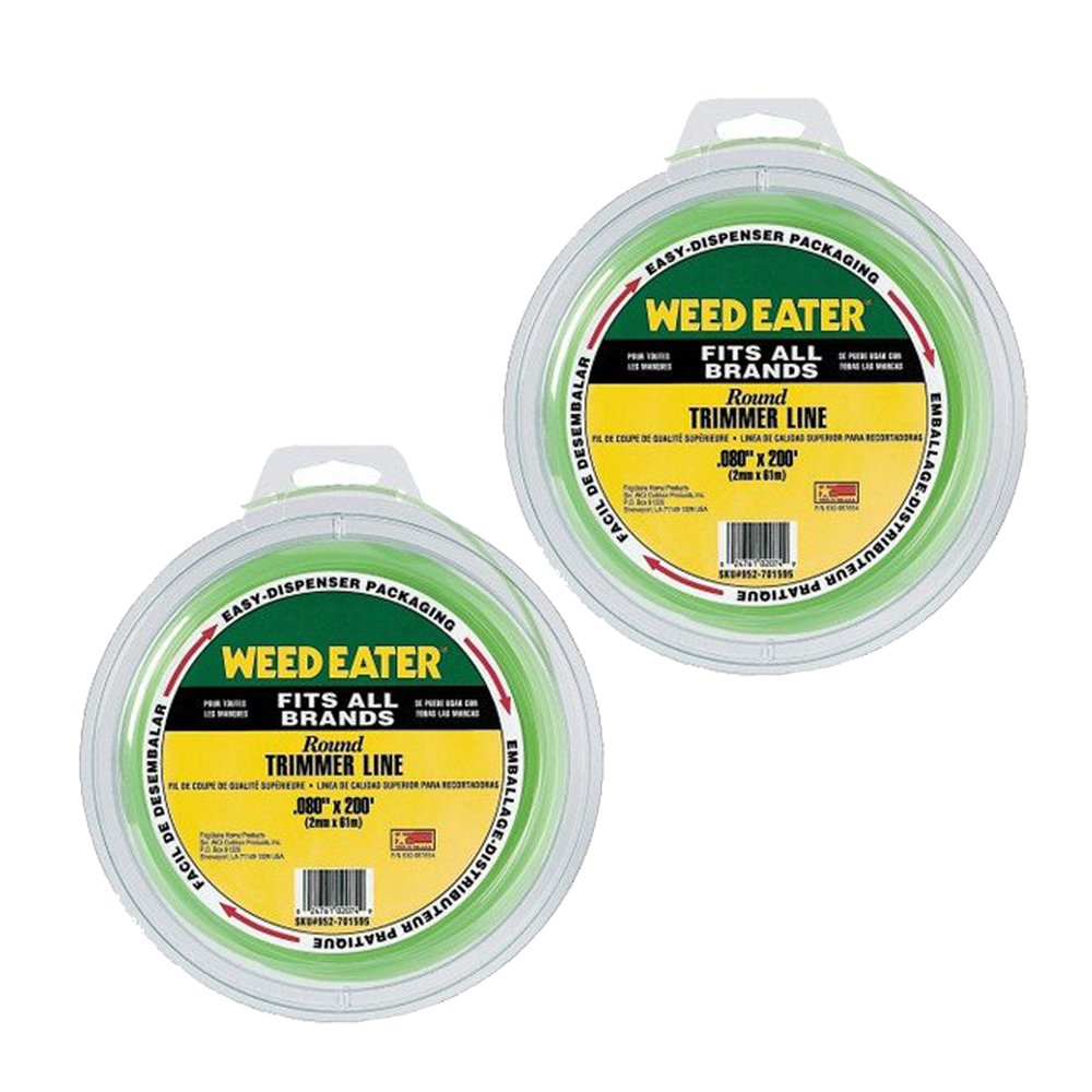 Amazon.com : Weed Eater Trimmer 2 Pack .080" x 200' Round Trimmer Line #  952701595-2PK : Garden & Outdoor
