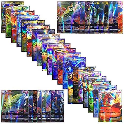 Per Newly 100 Pokemon Card with Holo, TCG Mega Powers Collection Card Game Trading Card Deck Set