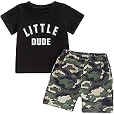 wdehow Toddler Kids Baby Boy Summer Clothes Sets 1T 2T 3T 4T 5T Letter Print Short Sleeve Tops Camouflage Shorts Outfits