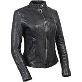 Milwaukee Leather Vintage SFL2811 Women's Black Zipper Front Motorcycle Casual Fashion Leather Jacket