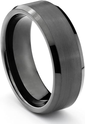 8mm Tungsten Carbide Mens Brushed Black Wedding Band Ring Available Sizes N Z 2 Size W Amazon Co Uk Jewellery