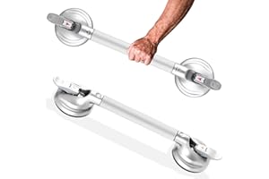 DAREN MEDICAL Shower Handle Upgraded 19 inch Grab Bar for Bathtub,Shower Handles with Strong Suction Cup Grab Bar,Bathroom Safety Grab Bar for Handicap Elderly Seniors and Disabled,Silver