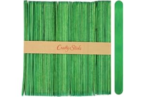 CraftySticks- 50 Pack 4.5 Inch Green Popsicle Sticks, Wood Craft Sticks for Crafts, Learning and STEM Basics