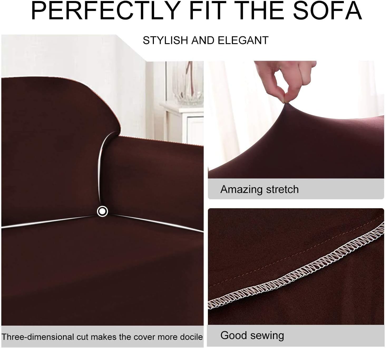Mingfuxin Upgraded Sectional Couch Covers for 3 Cushion Couch, L Shaped Sectional Sofa Cover Furniture Slipcovers for Dogs Pets with 2PCS Pillowcase Couch Covers Sectional(Brown): Kitchen & Dining