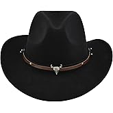 Western Cowboy Hat Felt Roll Up Cowgirl Hats Shapeable Outdoor Wide Brim Buckle Belt Hat for Men Women