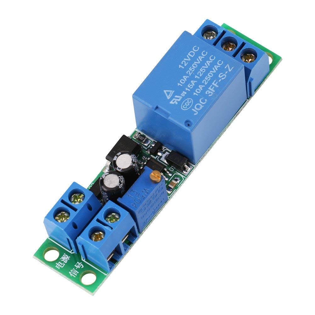 Walfront DC12V Delay Relay Board, 1.1*R*C Timer, 10A Load Capacity, Adjustable Trigger, Normally Open, Industrial Control, Robotics, Car Lamp Delay, Intelligent Home