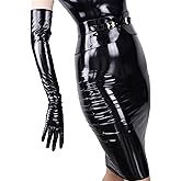 DooWay Women Opera Leather Gloves Shine Wet Look 24 inches Faux Patent Leather PU for Evening Costume Dance Pageant