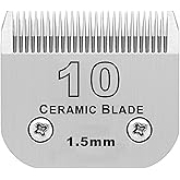 10# Grooming Ceramic Pet Clipper Blades Compatible with Andis &amp; Oster A5 | Cut Length 1/16"(1.5mm),Compatible with Wahl KM10 Series Clippers