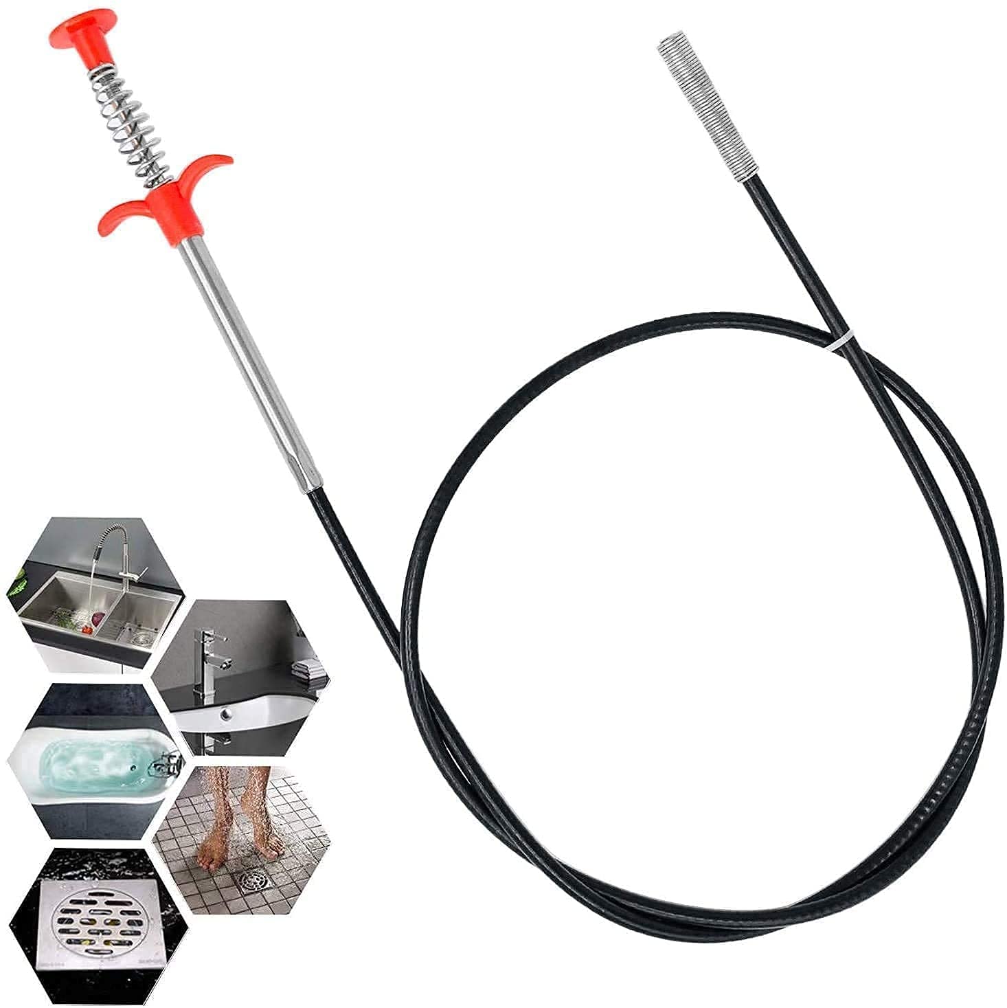 AAVAD Drain Pipe Cleaning Spring Stick, Hair Catching Drain Pipe