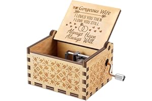 Music Box for Wife, Birthday Valentine Day Mother Day Anniversary for Girlfriend Wife from Husband Wooden Hand Crank Musical 
