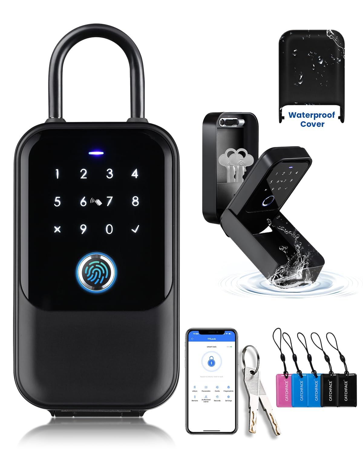 Photo 1 of (UNTESTED)  Smart Lock Box,CATCHFACE Wireless Smart Key Lockbox Electronic LockBox Key Lock Box App Control,Share eKey,Wall Mount & Door Handle,Home/Office/Warehouse/Realtor