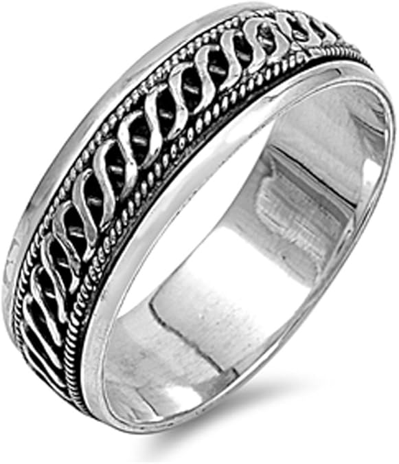 Men's Celtic Weave Spinner Wedding Ring New .925 Sterling Silver Band