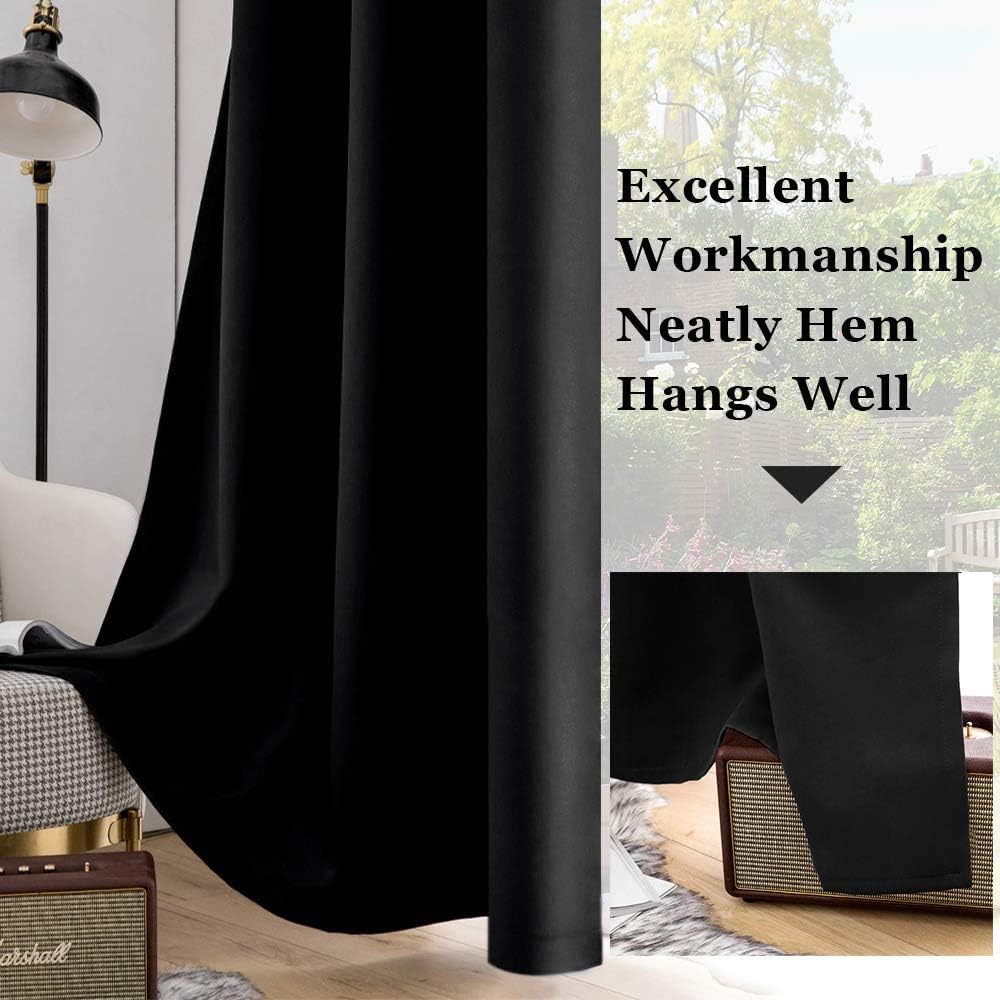 MIULEE Black Blackout Curtains for Living Room 2 Panel Set - Image 5